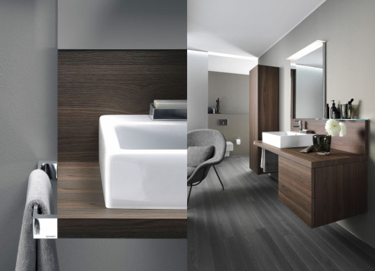 Badmöbel mit Oberflächen aus Eiche und Nussbaum | Bad und Sanitär