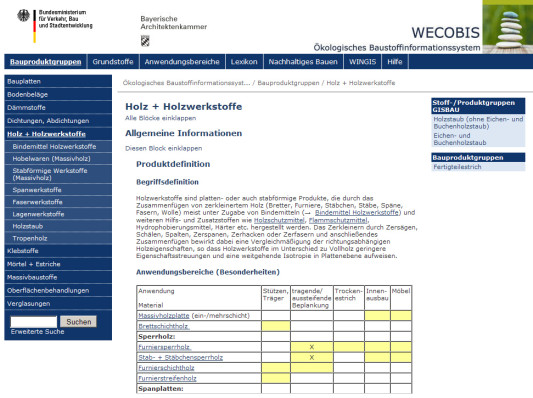 Wecobis – Ökologisches Baustoffinformationssystem
