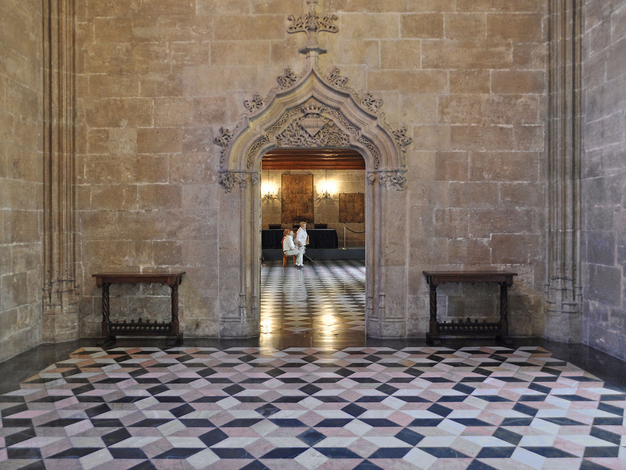 Marmorboden in der Seidenbörse (La Lonja de la Sede) in Valencia