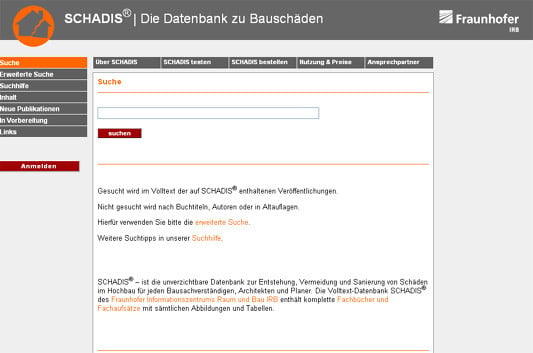 Umfassende Datenbank zu Bauschäden