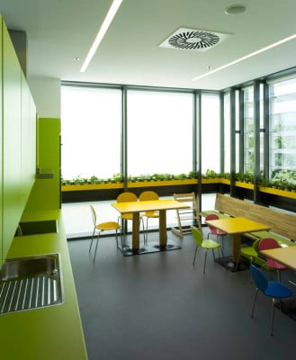 Große Glasflächen lassen viel Licht  in den Kindergarten