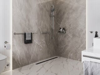 In Kombination mit einer Brausestange wird die Handbrause zur höhenverstellbaren Kopfbrause. 