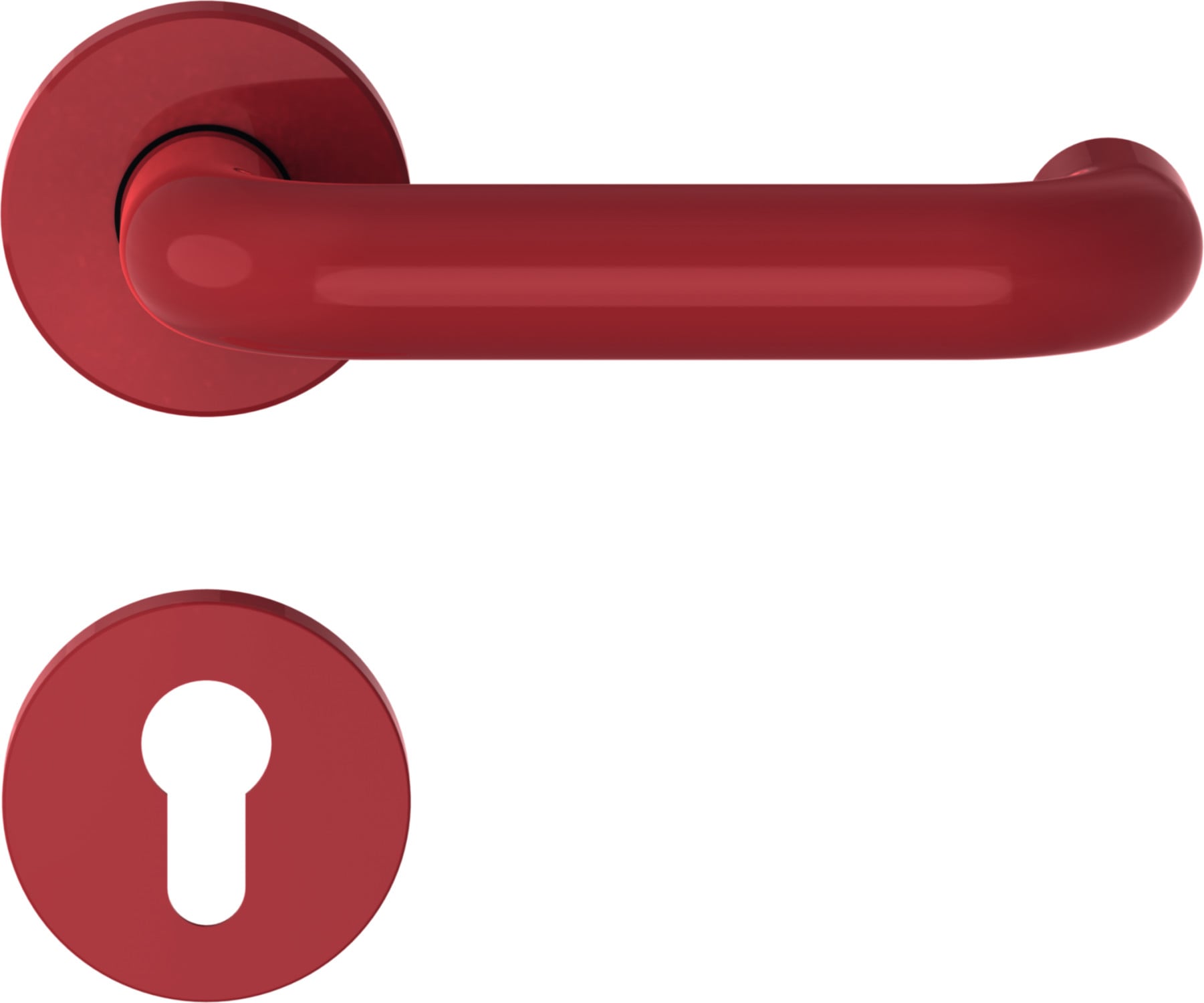 Roter Türbeschlag aus Kunststoff 
