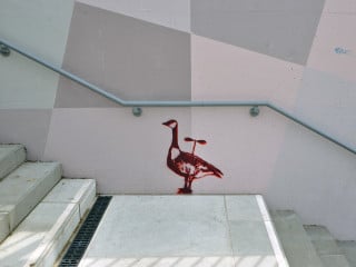 Nicht immer sind Graffitis unerwünscht, hier bei den Skatern im Berliner Park am Gleisdreieck