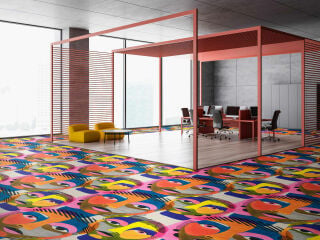 Die textile Webware „ID Forum Shari“ von Object Carpet ist ein getufteter Velour mit einer Nutzschicht aus Polyamid  (PA 6.6).