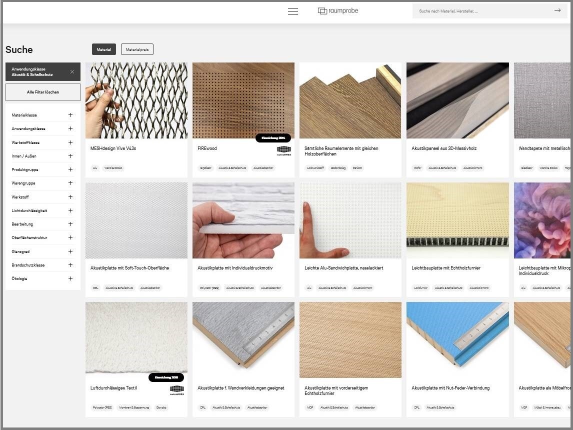 In der umfangreichen Datenbank können User nach den unterschiedlichsten Werkstoffen recherchieren, wobei alle Materialien logisch kategorisiert sind.