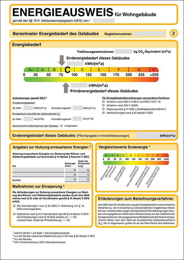 Muster zu dem Energieausweis für Wohngebäude, Seite 2/5