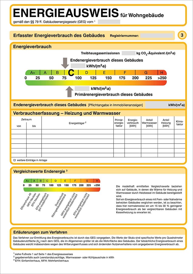 Muster zu dem Energieausweis für Wohngebäude, Seite 3/5