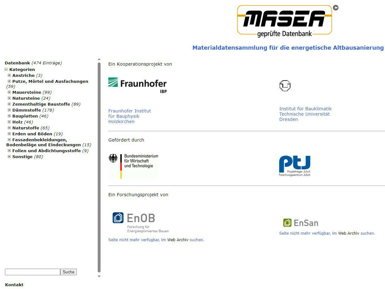 Materialdaten für die energetische Altbausanierung