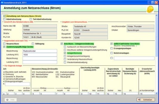 e-Anmeldevordruck für die Anmeldung per Internet