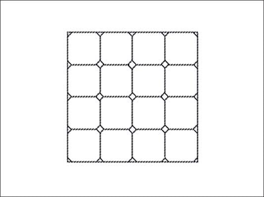 Quadratverband mit diagonalen Eckstücken