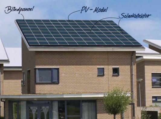 PV-Module und Solarkollektoren auf gleicher Höhe