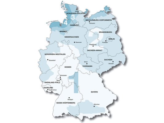 Windzonen nach den Festlegungen des Deutschen Wetterdienstes