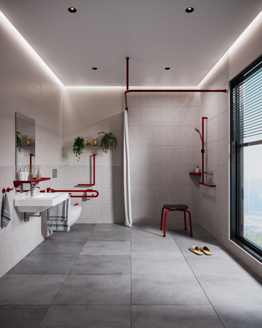 Barrierefreies Bad mit befahrbarer Dusche