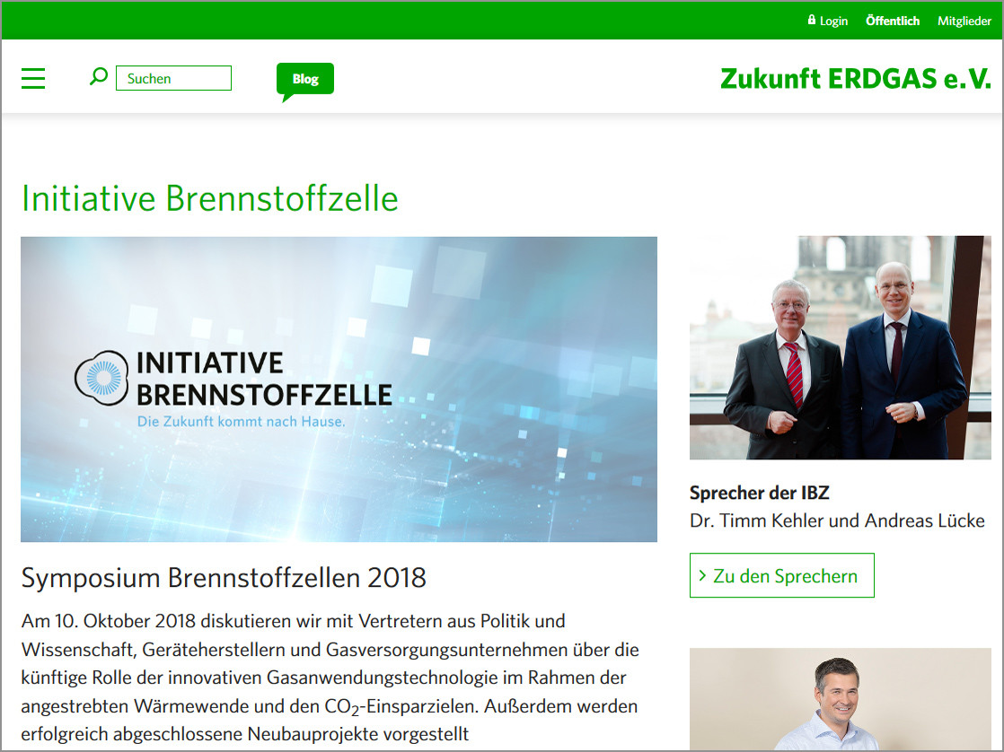 Webauftritt der Initiative Brennstoffzelle (IBZ)