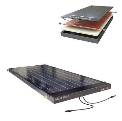 Kombiniertes Solarmodul mit integrierter Wärmetauscherplatte aus Kupfer