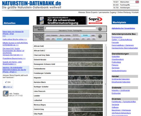 Naturstein-Datenbank