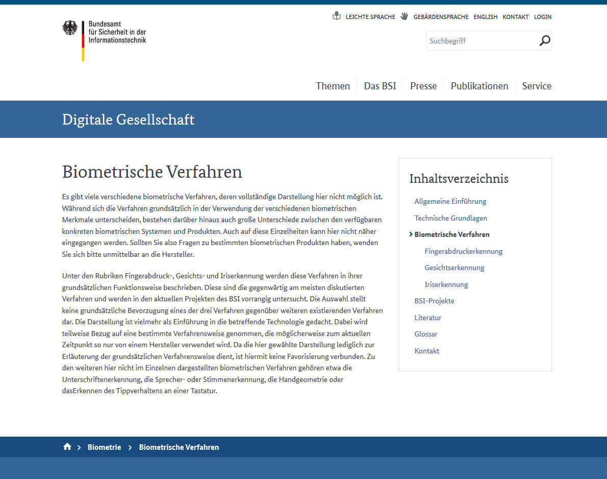 Bsi Kurzinformationen Biometrie sicher wohnen einbruchschutz sicherheitstechnik Bsi Kurzinformationen Biometrie sicher wohnen einbruchschutz sicherheitstechnik