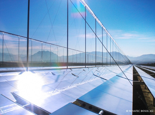 Das Fresnel-Solarkraftwerk PE 1 in Südspanien hat eine elektrische Leistung von 1,4 MW
