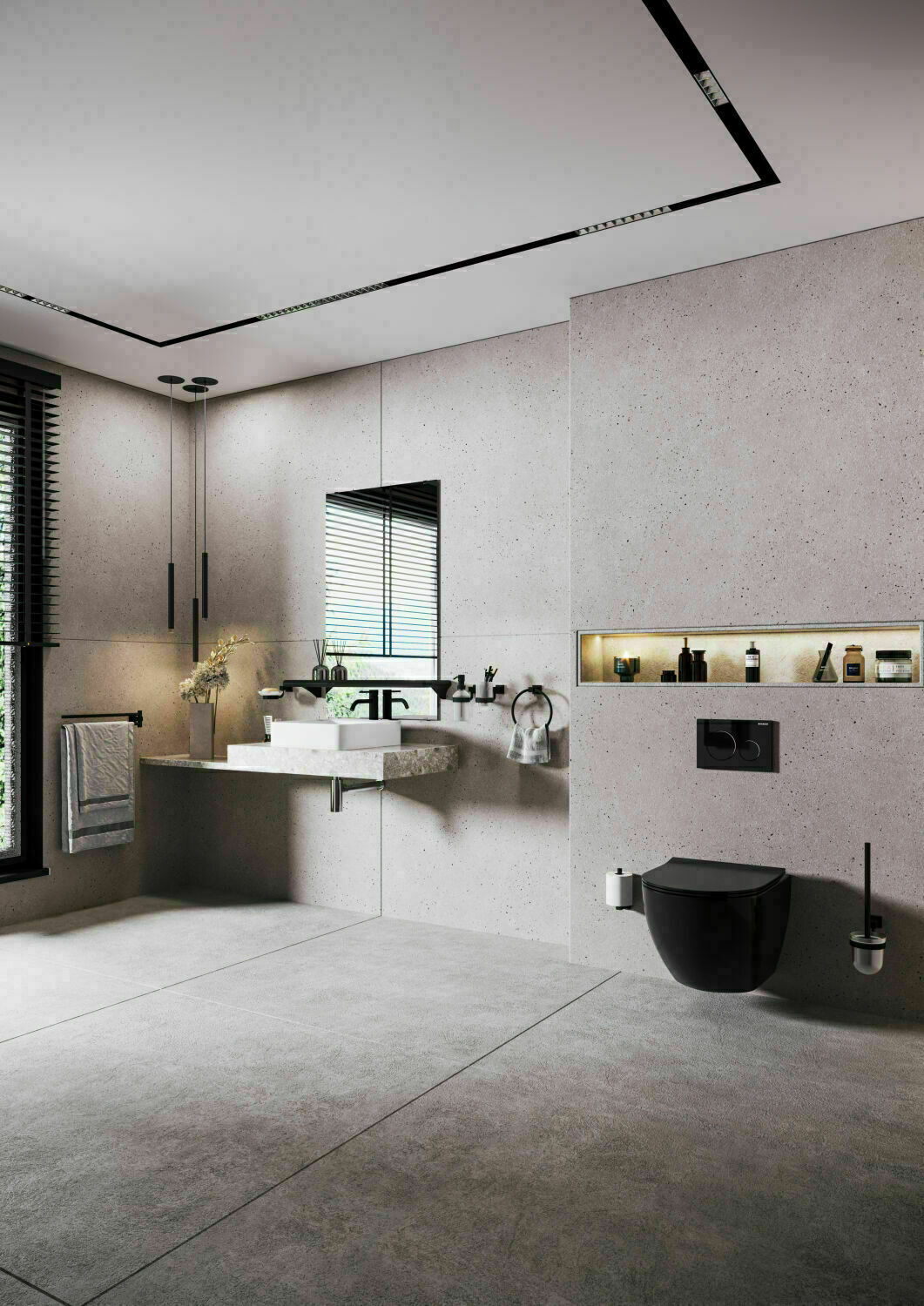 Badezimmer mit Aufsatzwaschbecken und Einhebelmischer