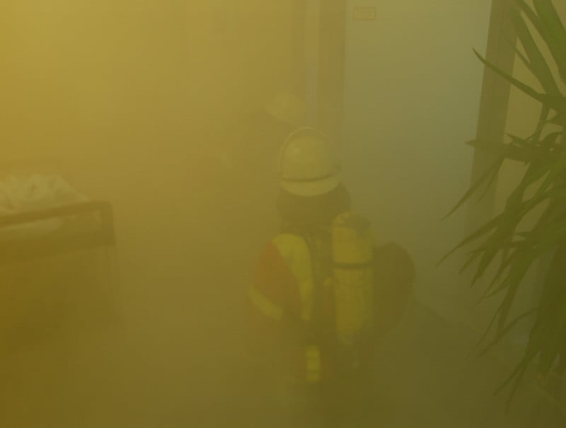 ... und für die Feuerwehr im Brandfall die Sichtverhältnisse zu verbessern.