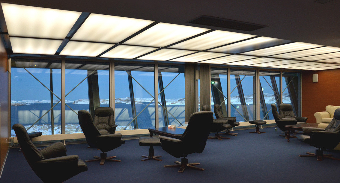 In der wohltemperierten Lounge können sich die Forscher erholen und einen Blick auf ihre eisige Arbeitswelt genießen