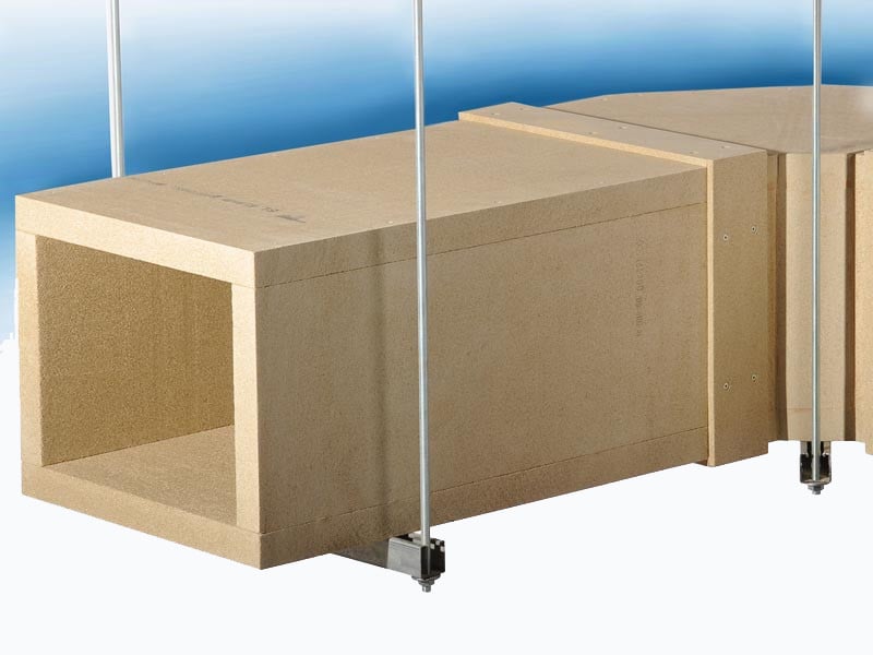 Die Brandschutzplatten Miprotec-L eignen sich sowohl in ein- als auch zweischaliger Ausführung für den Einsatz in raumlufttechnischen Anlagen
