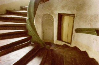 Historische Holz-Hohlspindeltreppe aus dem Jahre 1580 in Freiberg/Sachsen