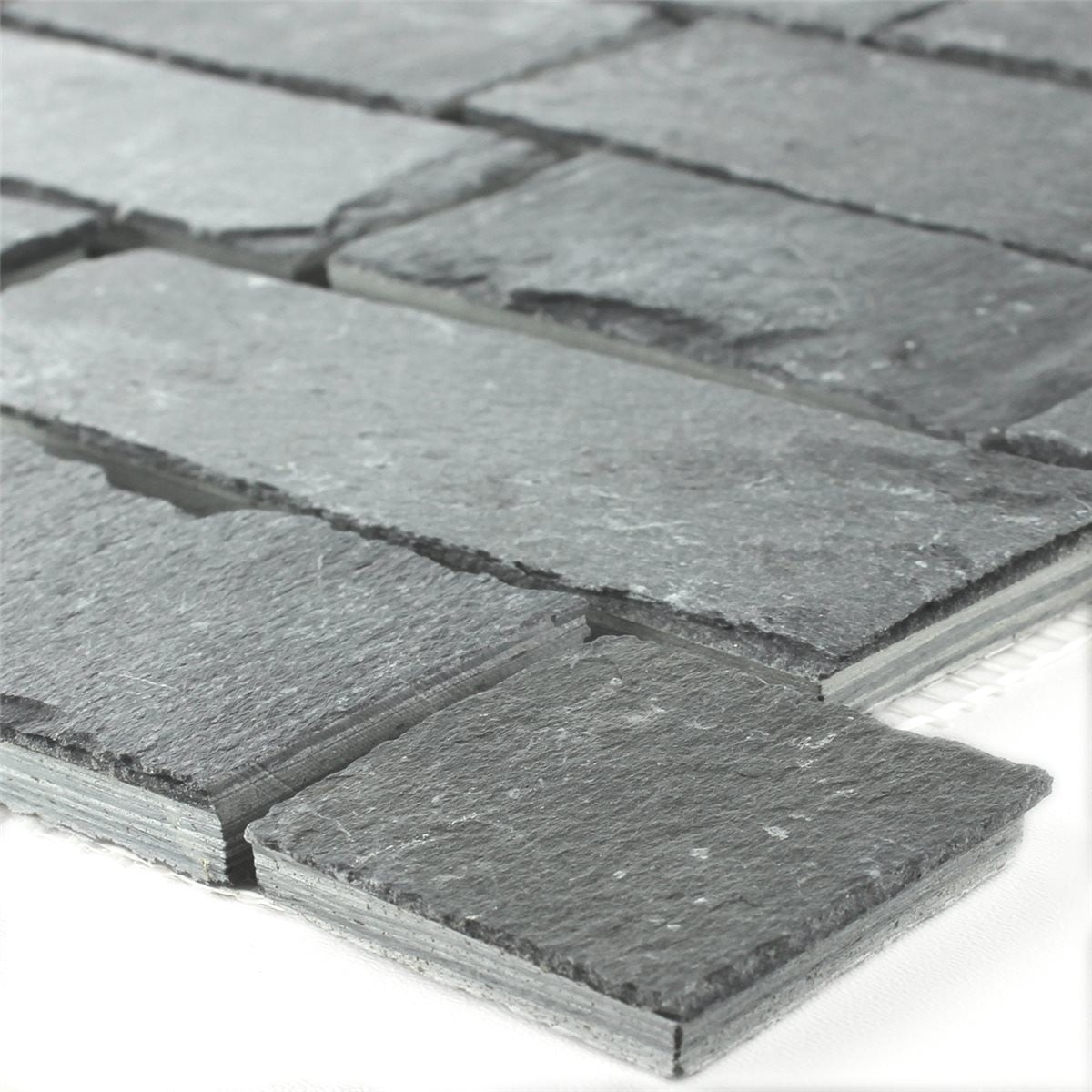Mosaikfliese Schiefer Brick Black Jack