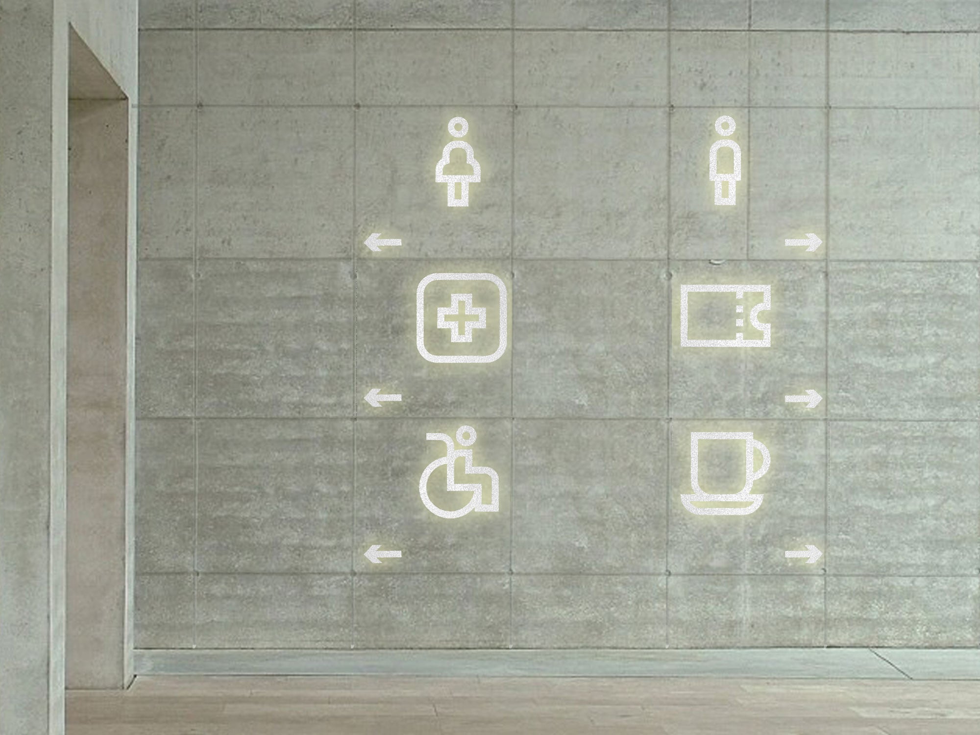 Mit Blingcrete lassen sich beispielsweise baulich integrierte Leitsysteme umsetzen