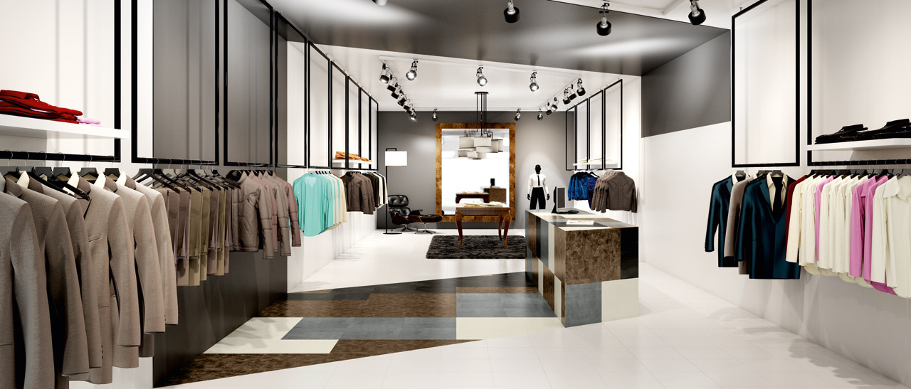 Designbelag mit unterschiedlichen Dekoren in einem Shop