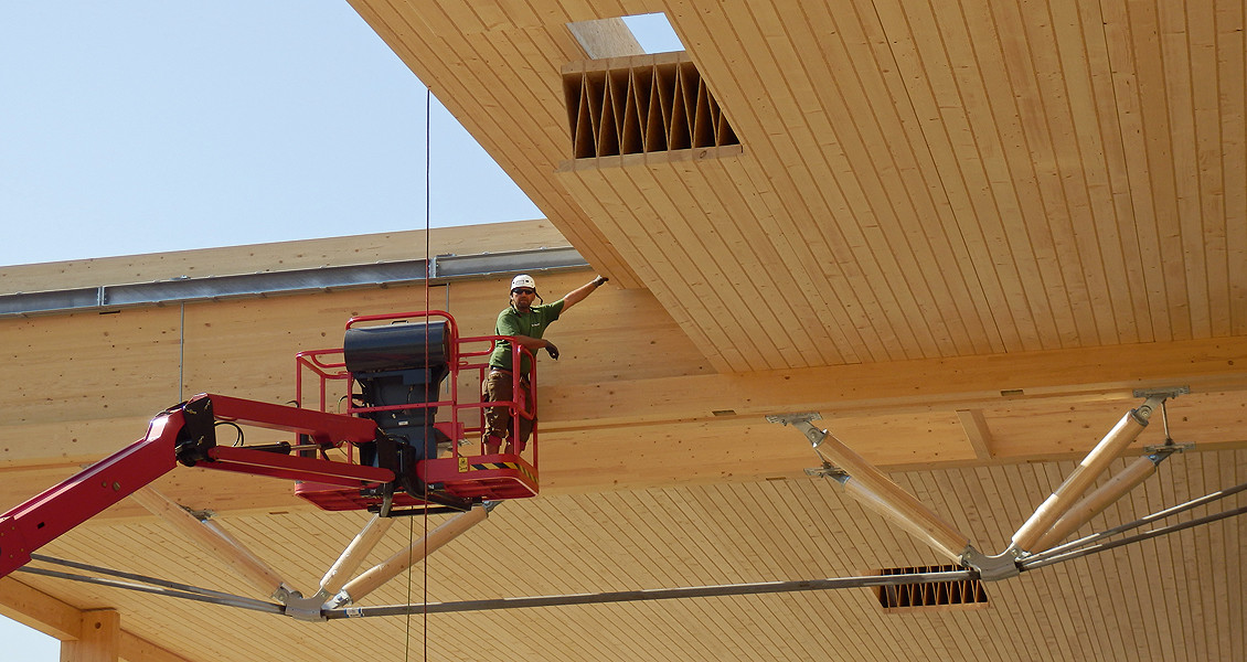 flachentragsystem aus holz nachhaltig bauen news produkte baunetz wissen