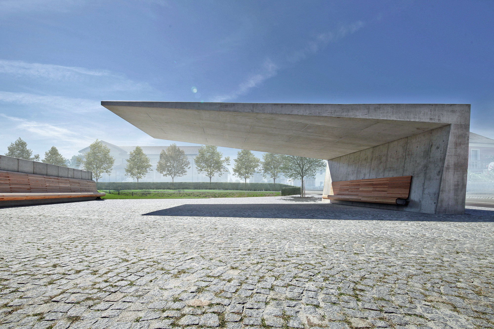Bei dem markanten Flugdach verzichteten die Architekten auf Folien und Verblechungen