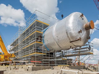 Gerüstsonderkonstruktion am Northwest Redwater Project (NWR), einer Industrieanlage in Edmonton, Kanada