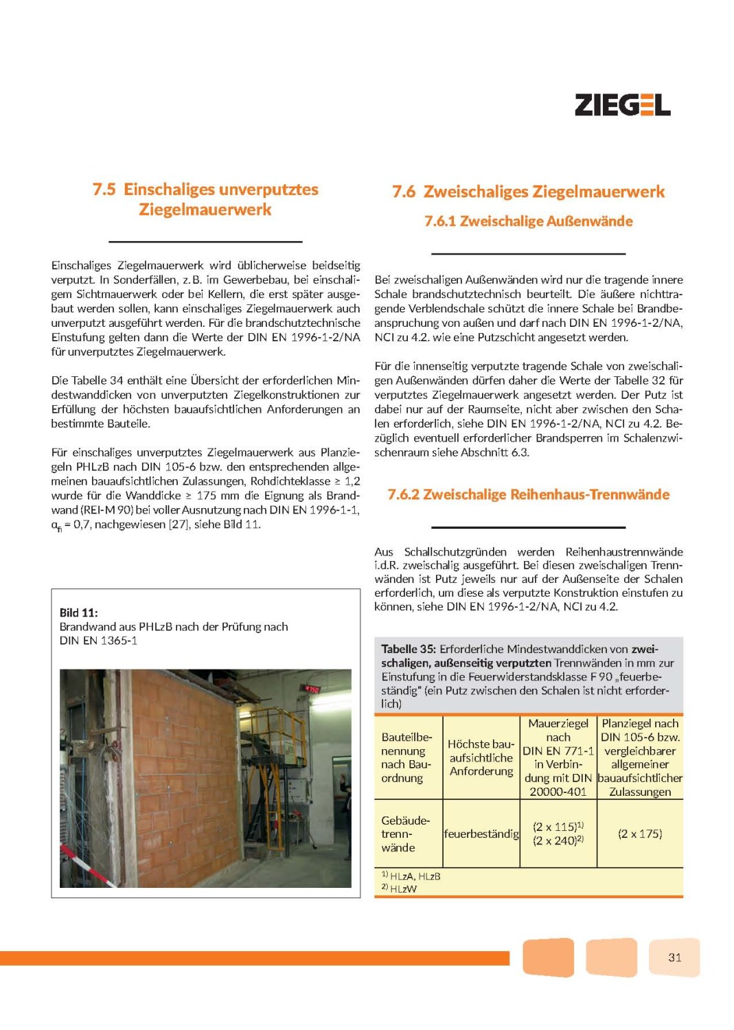 Abbildungen und Tabellen ergänzen die Informationen zum baulichen Brandschutz 