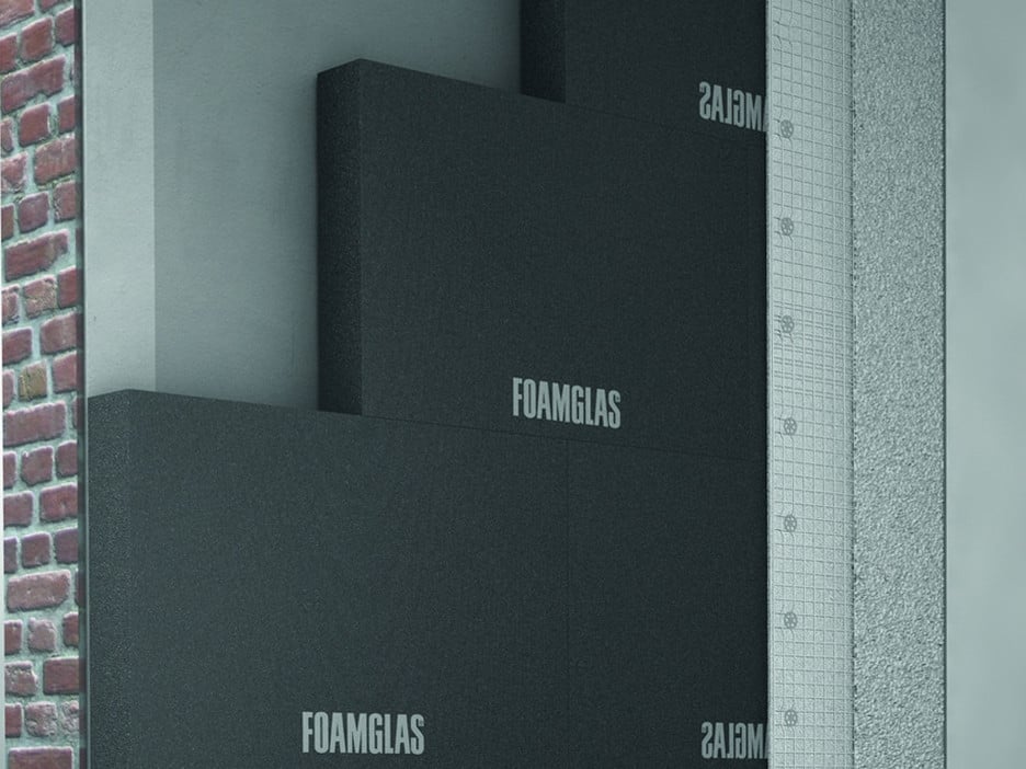 Foamglas T3+ mit einer Wärmeleitfähigkeit von λD ≤ 0,036 W/(mK) kann an Innenwänden, Decken und Böden eingesetzt werden