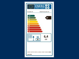 EU-Energielabel für Scheitholzkaminofen (Beispiel)