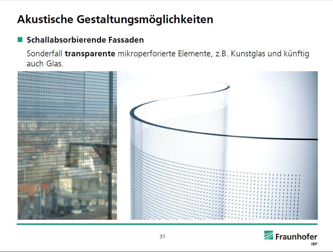 Akustische Gestaltungsmöglichkeiten: schallabsobierende Fassaden