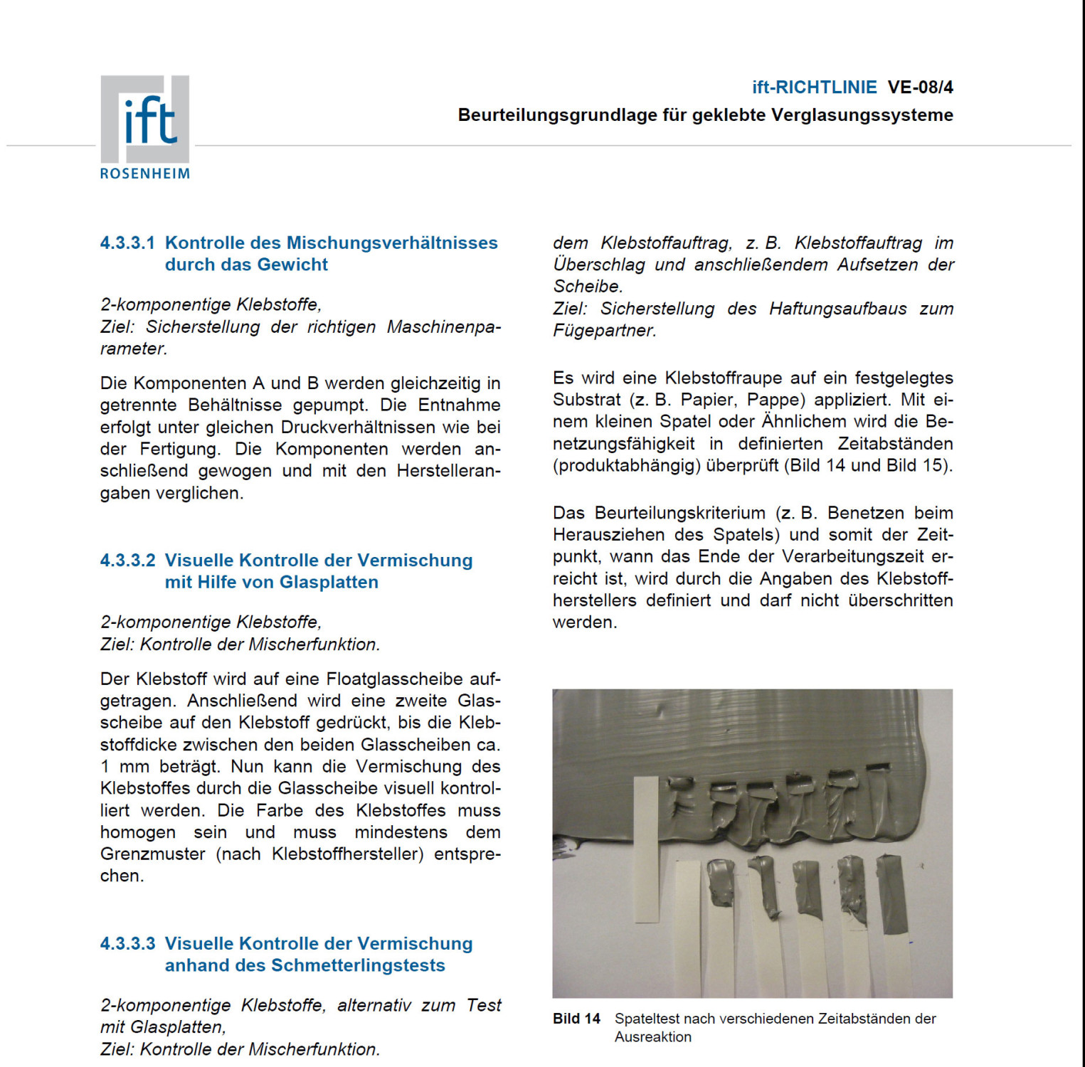 ift-Richtlinie VE-08/4 – Musterseite „Anfertigung und Kontrolle von Kleinproben im Rahmen der WPK“