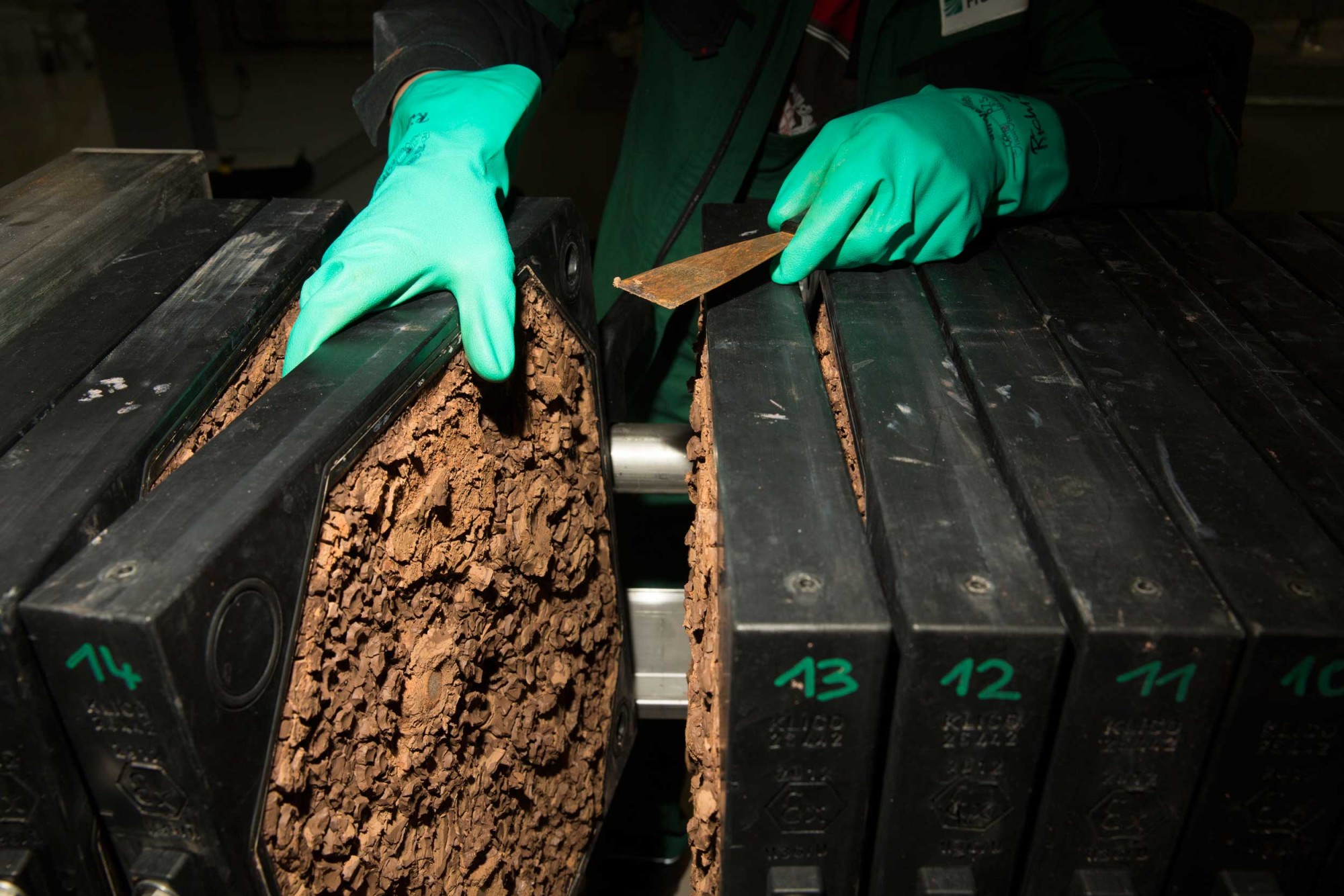 Organosolv-Lignin nach Fällung und Filtration auf der Filterpresse