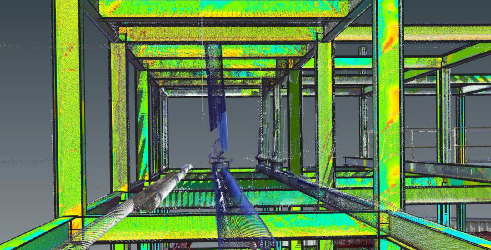 Neben der Messung von Merkmalen wie ebenen Böden, genauen Winkeln und lotrechten Wänden ermöglicht das Managementtool genaue Vergleiche mit den ursprünglichen Konstruktionsdateien
