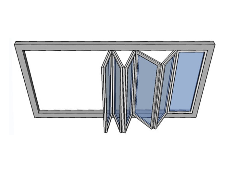Prinzip einer Glasfaltwand