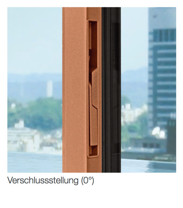 Der Griff liegt im Flügel verborgen: Verschlussstellung