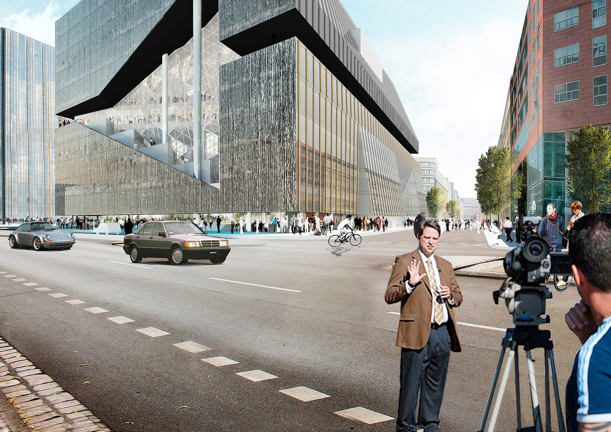 Nordostseite: Der Neubau entsteht auf dem ehemaligen Grenzverlauf zwischen Ost- und Westberlin