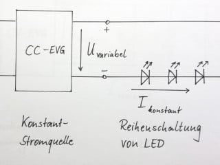 Reihenschaltung von LED an einer Konstantstromquelle 
