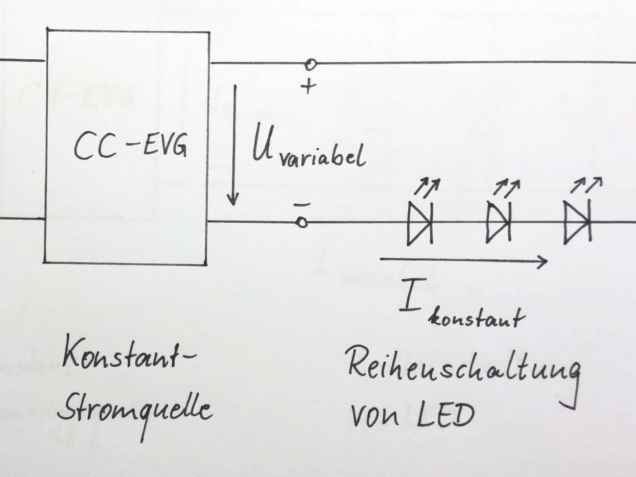 Reihenschaltung von LED an einer Konstantstromquelle 