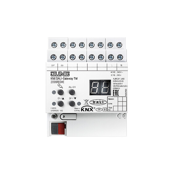 Das KNX DALI-Gateway TW bildet die Schnittstelle zur Steuerung von DALI-Tunable-White-Leuchten in einer KNX Installation.