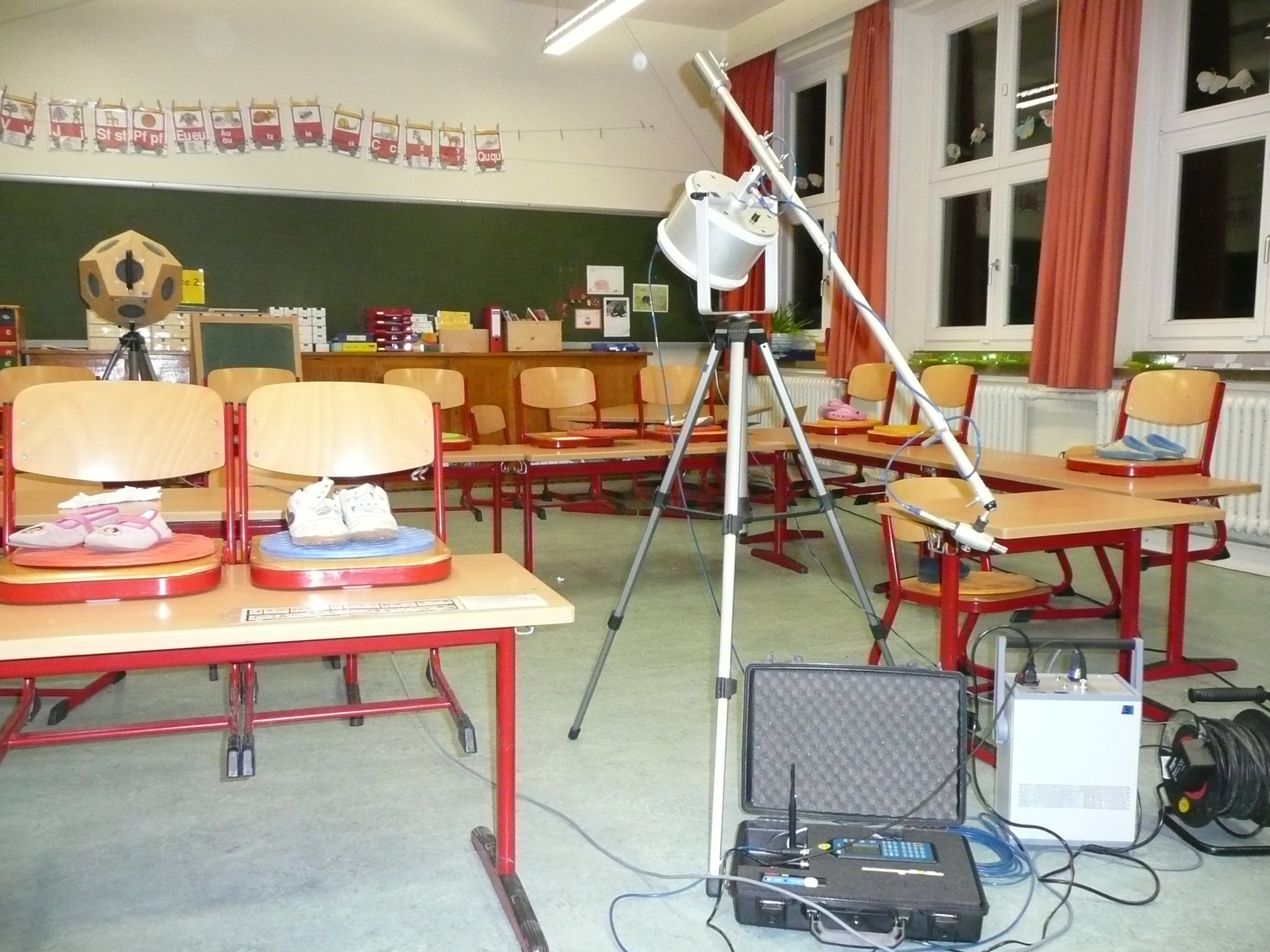 Messung der Nachhallzeit in einem Klassenraum
