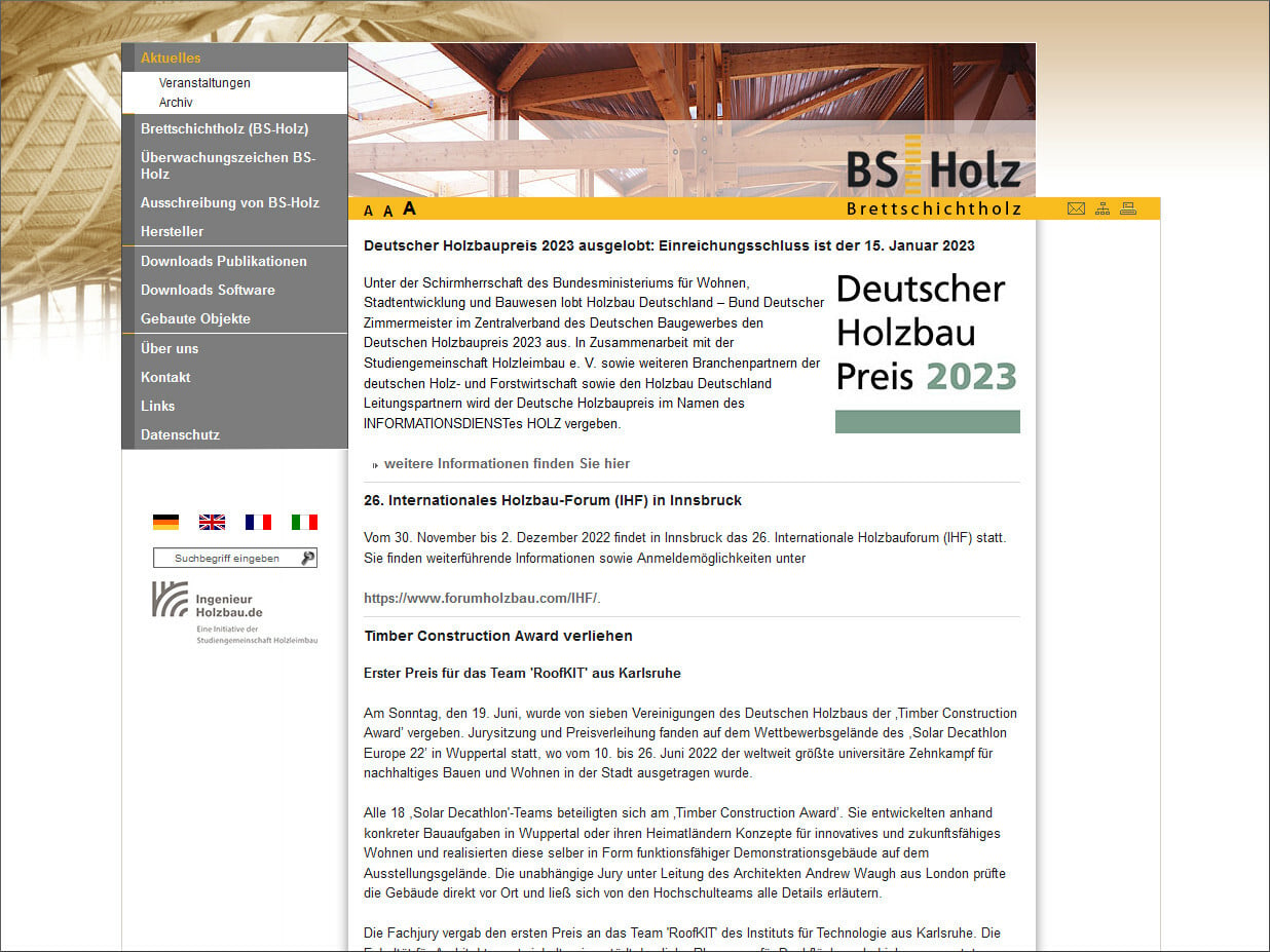 Informationen zu Brettschichtholz