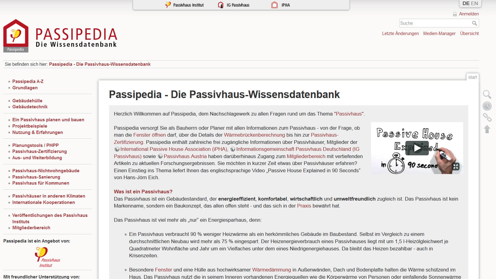 Wissens-Datenbank zu Passivhäusern